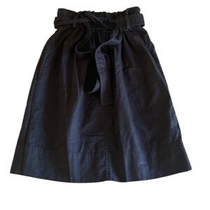 Madewell paper bag tie waist black midi skirt
